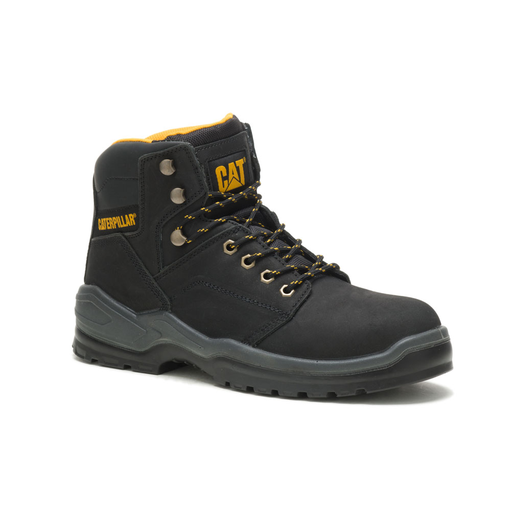 Caterpillar Striver Astm - Mens Safety Boots - Black - NZ (503ZFWLNS)